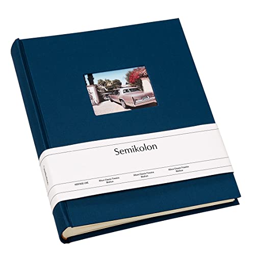 Semikolon 360186 Foto-Album Medium Finestra – 21,6x25,5 cm – 80 Seiten cremefarben, für 160 Fotos – marine dunkel-blau von Semikolon
