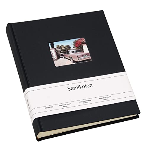 Semikolon 360190 Foto-Album Medium Finestra – 21,6x25,5 cm – 80 Seiten cremefarben, für 160 Fotos – black schwarz von Semikolon