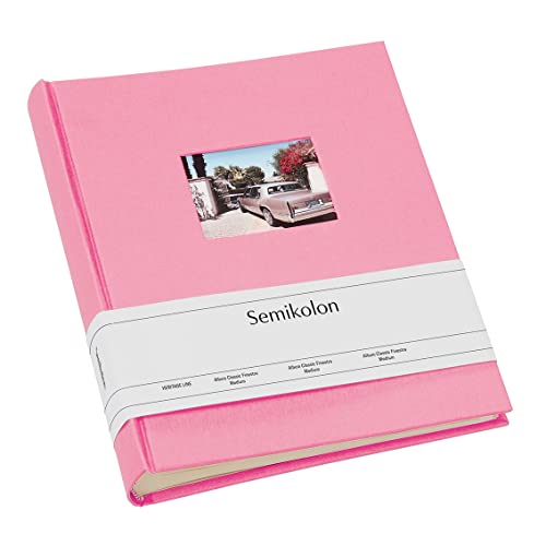 Semikolon 360348 Foto-Album Medium Finestra – 21,6x25,5 cm – 80 Seiten cremefarben, für 160 Fotos – flamingo pink von Semikolon