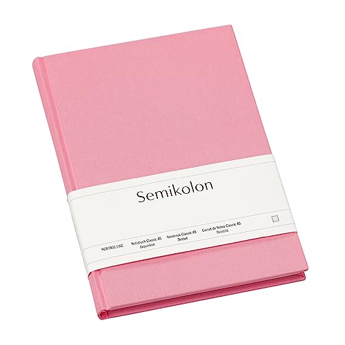 Semikolon 360363 - Notizbuch Classic A5 dotted - 176 Seiten, cremeweißes Papier - Lesezeichen - flamingo pink von Semikolon