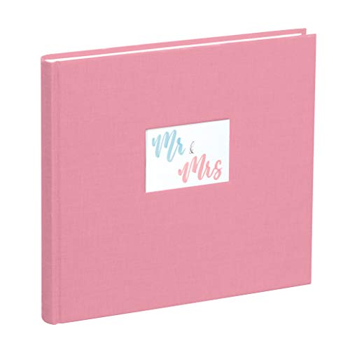 Semikolon 360366 Gästebuch – 25 x 23 cm – mit 180 blanko Seiten zum Selbstgestalten, Lesezeichen – flamingo rosa von Semikolon