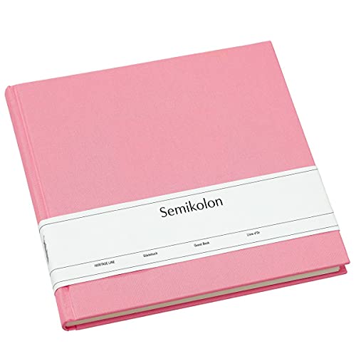 Semikolon 360366 Gästebuch – 25 x 23 cm – mit 180 blanko Seiten zum Selbstgestalten, Lesezeichen – flamingo rosa von Semikolon