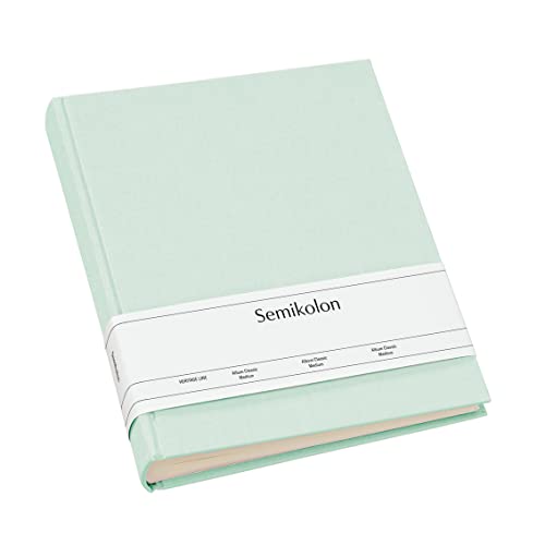 Semikolon 361765 Foto-Album Classic Medium – 21,6 x 25,5 cm – 80 Seiten cremefarben, für 160 Fotos – moss pastell-grün von Semikolon