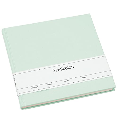 Semikolon 361780 Gästebuch – 25 x 23 cm – mit 180 blanko Seiten zum Selbstgestalten, Lesezeichen – moss pastell-grün von Semikolon