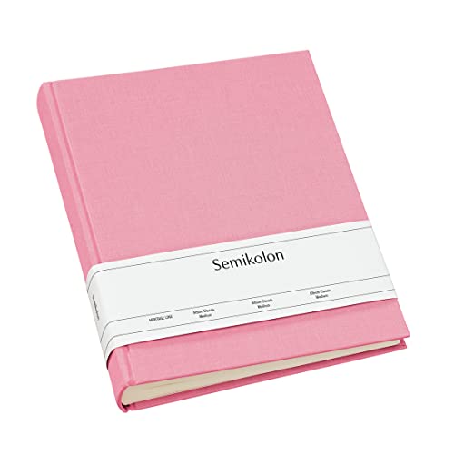 Semikolon 363975 Foto-Album Classic Medium – 21,6 x 25,5 cm – 80 Seiten cremefarben, für 160 Fotos – flamingo pink von Semikolon