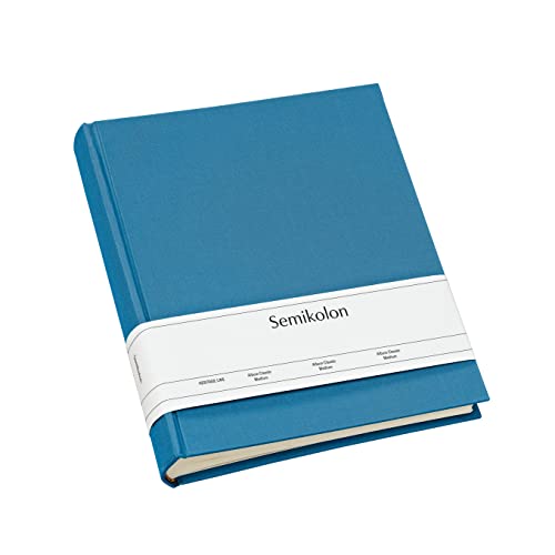 Semikolon 363977 Foto-Album Classic Large – 24,5 x 30,5 cm – 130 Seiten cremefarben, für 260 Fotos – azzurro hell-blau von Semikolon