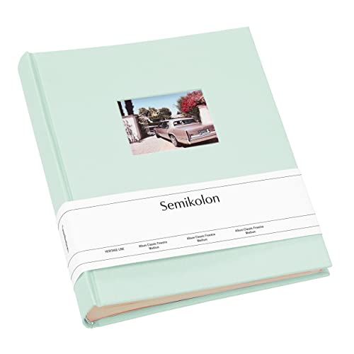 Semikolon 364006 Foto-Album Medium Finestra – 21,6x25,5 cm – 80 Seiten cremefarben, für 160 Fotos – moss pastell-grün von Semikolon