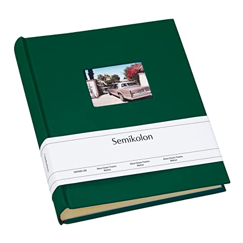 Semikolon 364007 Foto-Album Medium Finestra – 21,6x25,5 cm – 80 Seiten cremefarben, für 160 Fotos – forest grün von Semikolon