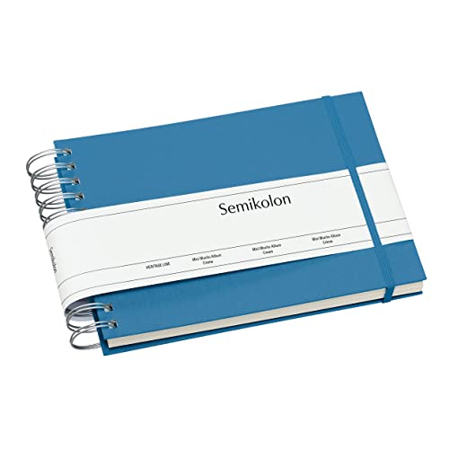 Semikolon 364013 Spiral Album Mini Mucho – 25x16 cm – Fotoalbum, 90 Seiten cremeweiß, Fotobuch, azzurro hell-blau von Semikolon