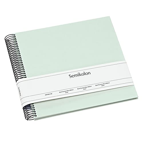 Semikolon 364028 Spiral Album Economy Medium – 23x22,3 cm – Fotoalbum, 40 Seiten cremeweiß, Fotobuch, moss pastell-grün von Semikolon