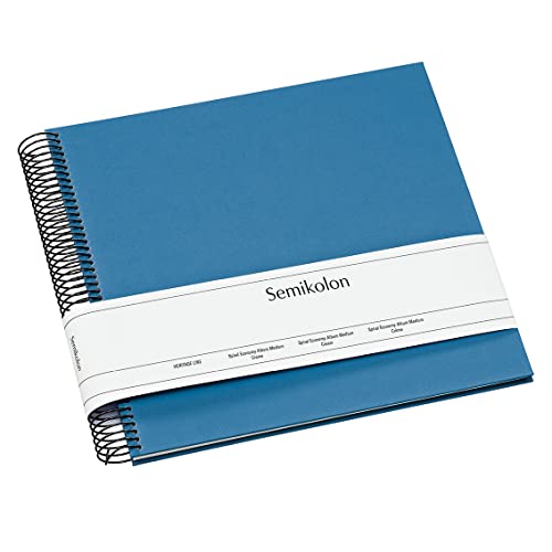 Semikolon 364030 Spiral Album Economy Medium – 23x22,3 cm – Fotoalbum, 40 Seiten schwarz, Fotobuch, azzurro hell-blau von Semikolon