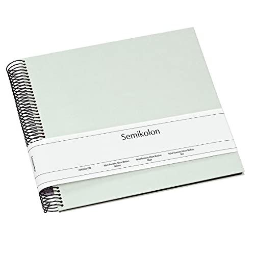 Semikolon 364032 Spiral Album Economy Medium – 23x22,3 cm – Fotoalbum, 40 Seiten schwarz, Fotobuch, moss pastell-grün von Semikolon