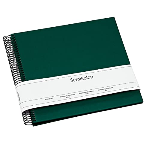 Semikolon 364038 Spiral Album Economy Medium – 23x22,3 cm – Fotoalbum, 40 Seiten schwarz, Fotobuch, forest grün von Semikolon