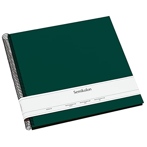 Semikolon 364041 Spiral Album Economy Large – 34,5x33,2 cm – Fotoalbum, 50 Seiten schwarz, Fotobuch, forest grün von Semikolon