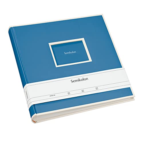 Semikolon 364058 Jumbo Album – 30x30 cm, 100 Seiten cremefarben, für 10x15 Fotos, mit Pergaminpapier – azzurro hell-blau von Semikolon