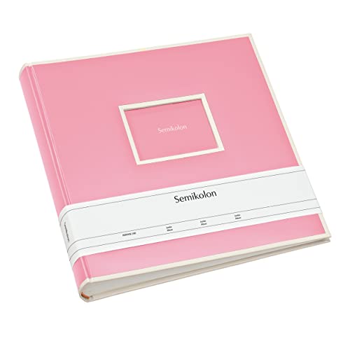 Semikolon 364059 Jumbo Album – 30x30 cm, 100 Seiten cremefarben, für 10x15 Fotos, mit Pergaminpapier – flamingo pink von Semikolon