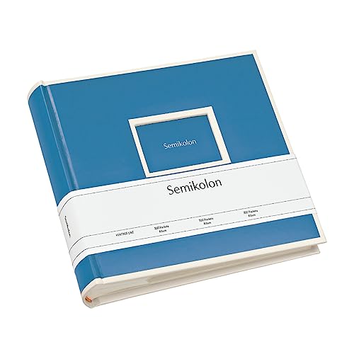 Semikolon 364065 200 Pockets Album - 23 x 22,3 cm - 100 Seiten cremefarben, für 200x 10x15 Fotos - azzurro hell-blau von Semikolon