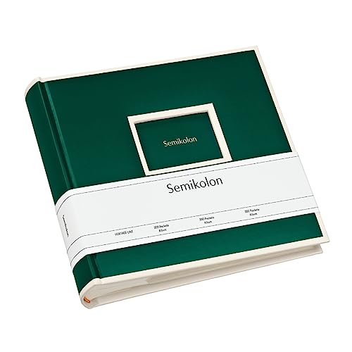 Semikolon 364068 200 Pockets Album – 23 x 22,3 cm – 100 Seiten cremefarben, für 200x 10x15 Fotos – forest grün von Semikolon