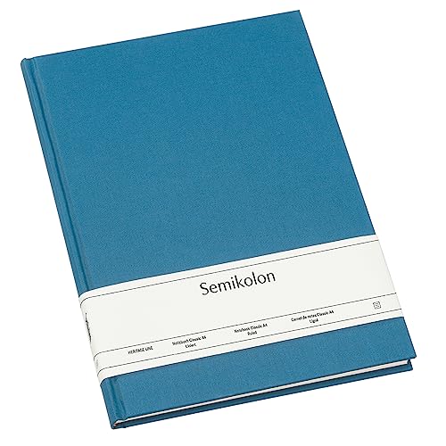 Semikolon 364079 - Notizbuch Classic A4 liniert - 176 Seiten, cremeweißes Papier – Lesezeichen – azzurro hell-blau von Semikolon