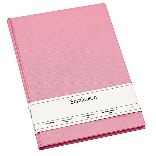Semikolon 364080 - Notizbuch Classic A4 liniert - 176 Seiten, cremeweißes Papier – Lesezeichen – flamingo pink von Semikolon