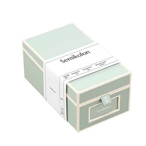 Semikolon 364116 Visitenkartenbox – alphabetisches Register – 10,5 x 18 x 8,3 cm – Business-Card-Box – moss pastell-grün von Semikolon