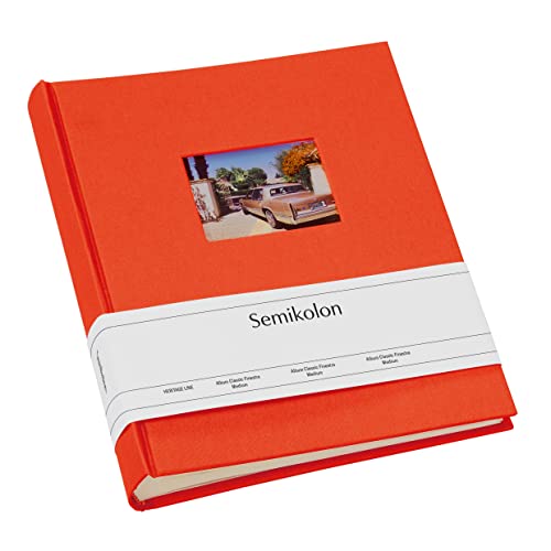Semikolon 364710 Foto-Album Medium Finestra – 21,6x25,5 cm – 80 Seiten cremefarben, für 160 Fotos – orange orange von Semikolon