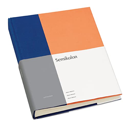 Semikolon 364816 Foto-Album Medium Cutting Edge – 21,1x25,5 cm, 80 Seiten cremeweiß, für 160 Fotos – cobalt peach von Semikolon