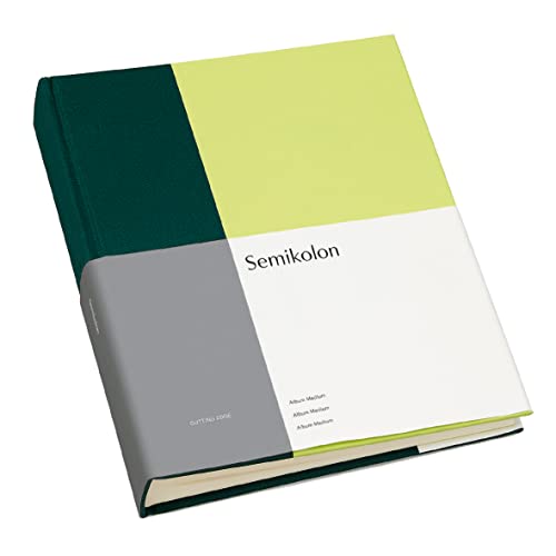 Semikolon 364817 Foto-Album Medium Cutting Edge – 21,1x25,5 cm, 80 Seiten cremeweiß, für 160 Fotos – forest kiwi von Semikolon