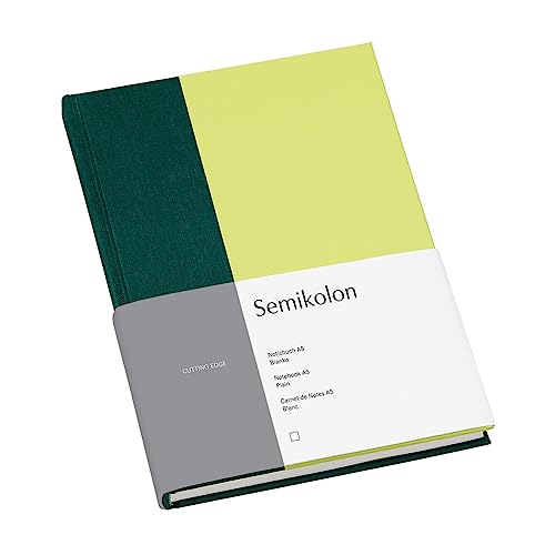 Semikolon 364822 Notizbuch Cutting Edge A5 blanko - 176 Seiten, cremeweißes Papier - Lesezeichen - forest kiwi von Semikolon