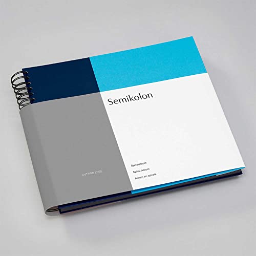 Semikolon 364850 Spiral Album Cutting Edge – 37,5x30,1 cm – Fotoalbum, 90 Seiten schwarz, Fotobuch, marine aqua von Semikolon