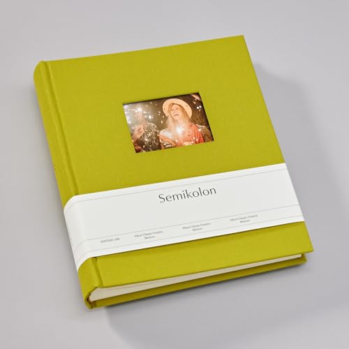 Semikolon 369967 Foto-Album Medium Finestra – 21,6x25,5 cm – 80 Seiten cremefarben, für 160 Fotos – matcha hell-grün von Semikolon