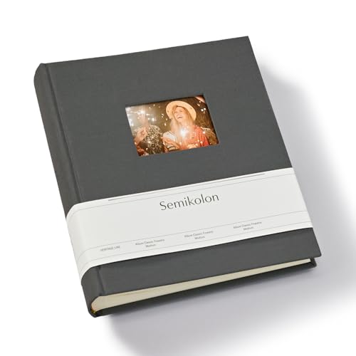 Semikolon 369968 Foto-Album Medium Finestra - 21,6x25,5 cm - 80 Seiten cremefarben, für 160 Fotos - lava stone grau von Semikolon