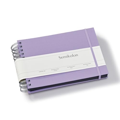 Semikolon 369981 Spiral Album Mini Mucho – 25x16 cm – Fotoalbum, 90 Seiten schwarz, Spiral-Fotobuch, lilac silk lila von Semikolon