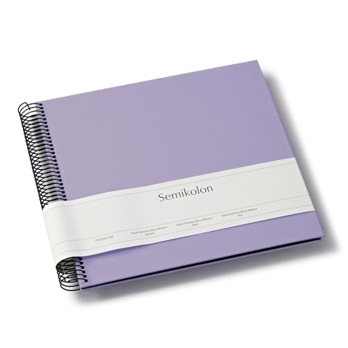 Semikolon 369997 Spiral Album Economy Medium - 23x22,3 cm - Fotoalbum, 40 Seiten schwarz, Fotobuch, lilac silk lila von Semikolon