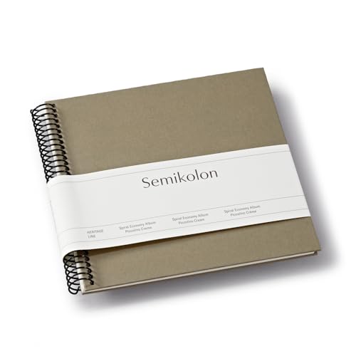 Semikolon 370006 Spiral Album Piccolino – 17 x 17 cm – Fotoalbum, 20 Seiten cremeweiß, Spiral-Fotobuch, fango beige von Semikolon