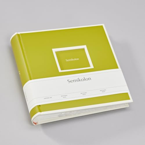 Semikolon 370039 200 Pockets Album – 23 x 22,3 cm – 100 Seiten cremefarben, für 200x 10x15 Fotos – matcha hell-grün von Semikolon