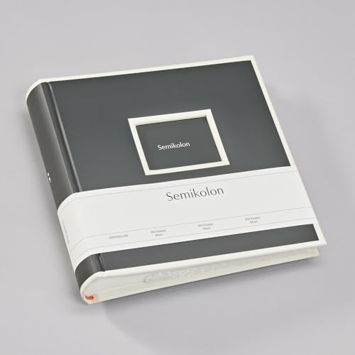 Semikolon 370040 200 Pockets Album – 23 x 22,3 cm – 100 Seiten cremefarben, für 200x 10x15 Fotos – lava stone grau von Semikolon