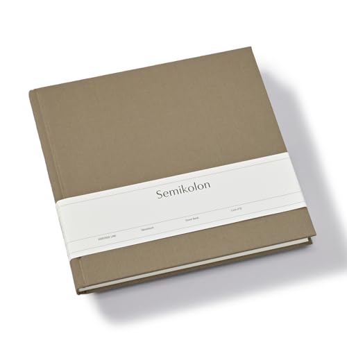Semikolon 370071 Gästebuch – 25 x 23 cm – mit 180 blanko Seiten zum Selbstgestalten, Lesezeichen – fango beige von Semikolon