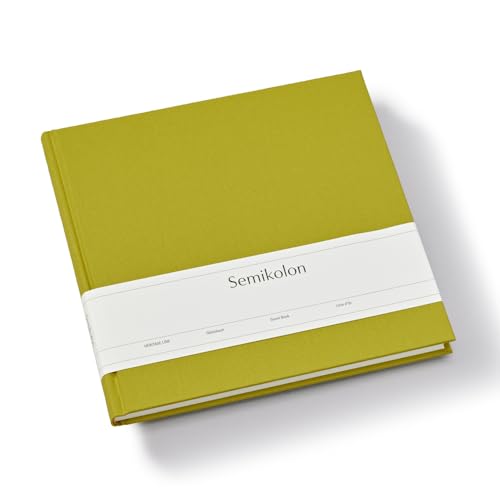 Semikolon 370072 Gästebuch – 25 x 23 cm – mit 180 blanko Seiten zum Selbstgestalten, Lesezeichen – matcha hell-grün von Semikolon