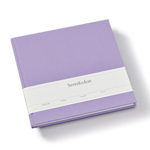 Semikolon 370074 Gästebuch – 25 x 23 cm – mit 180 blanko Seiten zum Selbstgestalten, Lesezeichen – lilac silk lila von Semikolon