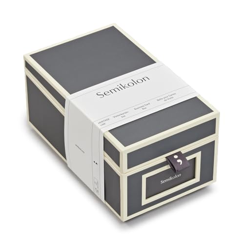 Semikolon 370085 Visitenkartenbox – alphabetisches Register – 10,5 x 18 x 8,3 cm – Business-Card-Box – lava stone grau von Semikolon