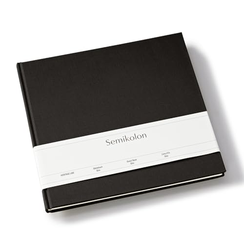 Semikolon 371034 Gästebuch Slim - 25 x 23 cm - mit 100 blanko Seiten zum Selbstgestalten, Lesezeichen - black schwarz von Semikolon