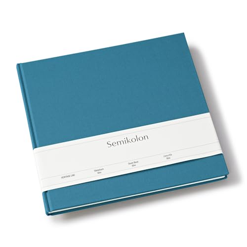 Semikolon 371037 Gästebuch Slim 25 x 23 cm - mit 100 blanko Seiten zum Selbstgestalten, Lesezeichen - azzuro hell-blau von Semikolon