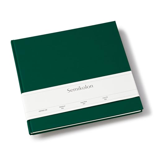 Semikolon 371038 Gästebuch Slim 25 x 23 cm - mit 100 blanko Seiten zum Selbstgestalten, Lesezeichen - forest dunkel-grün von Semikolon