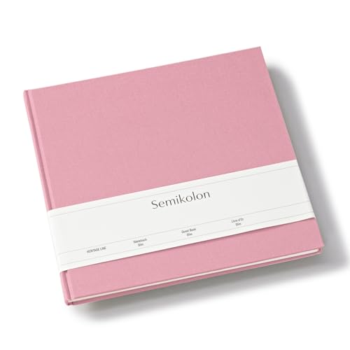 Semikolon 371081 Gästebuch Slim 25 x 23 cm - mit 100 blanko Seiten zum Selbstgestalten, Lesezeichen - flamingo rosa von Semikolon