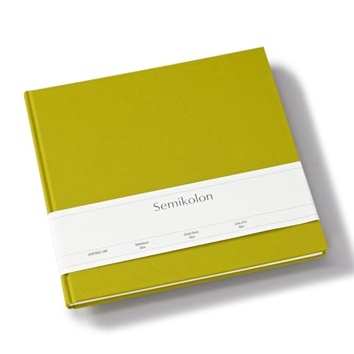 Semikolon 371085 Gästebuch Slim 25 x 23 cm - mit 100 blanko Seiten zum Selbstgestalten, Lesezeichen - matcha hell-grün von Semikolon