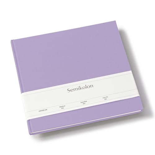 Semikolon 371086 Gästebuch Slim 25 x 23 cm - mit 100 blanko Seiten zum Selbstgestalten, Lesezeichen - lilac silk lila von Semikolon