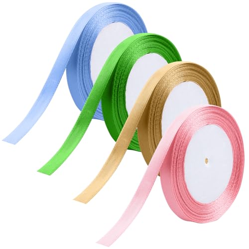 Semoss 4 Farben Satinbander 10mm,Polyester Geschenkband Set 22m Schleifenband Stoffband Band für Basteln Geschenke Verpacken,Hochzeit Semoss 4 Farben Satinbander 10mm,Polyester Geschenkband Set 22m Schleifenband Stoffband Band für Basteln Geschenke Verpacken,Hochzeit von Semoss
