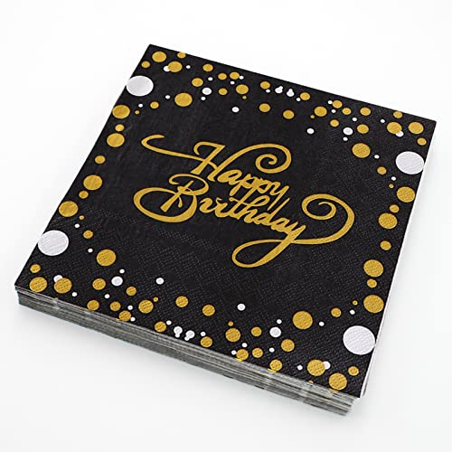 Happy Birthday Servietten Schwarz Gold Geburtstag 40 Stück Geburtstagsservietten 33x33cm Papierservietten Geburtstag Party Deko Happy Birthday Servietten Schwarz Gold Geburtstag 40 Stück Geburtstagsservietten 33x33cm Papierservietten Geburtstag Party Deko von SenZee