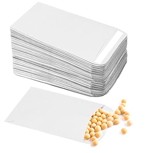 Papiertüten Klein Weiß 100 Stück Samentütchen Selbstklebende Mini Tüten Papier Kleine Samentüten Leer Umschläge für Löhne Samen 6x10 cm von SenZee